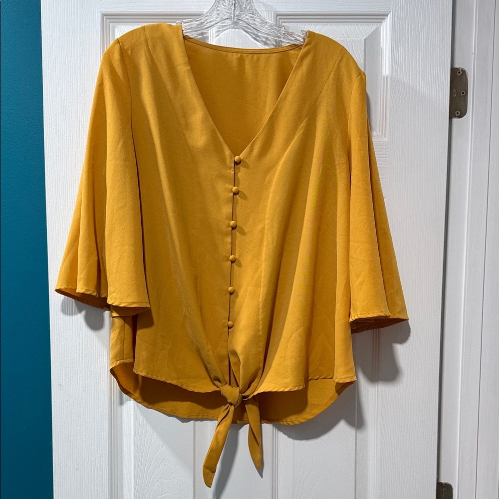 Mustard Yellow Button-Down Women's Top
